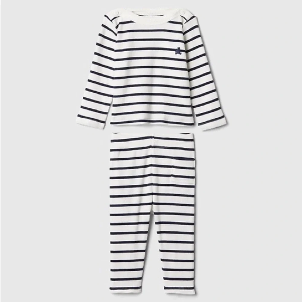 GAP Baby Black White Striped Ribbed Set 0–3M